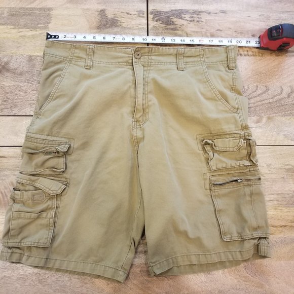 11" Khaki/Green Cargo Shorts - Picture 1 of 4
